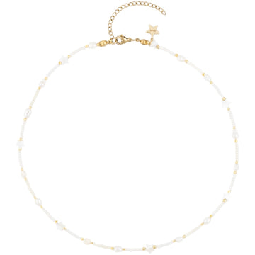 GLASS BEAD NECKLACE W/STAR&PEARLS