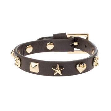 LEATHER SIGN STUD BRACELET