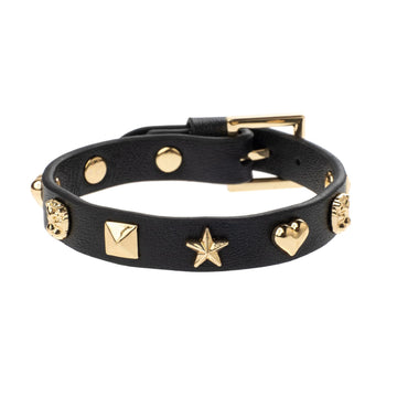LEATHER SIGN STUD BRACELET