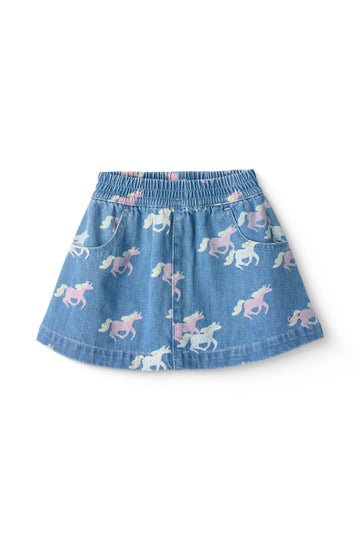 DENIM SKIRT W UNICORN PRINT