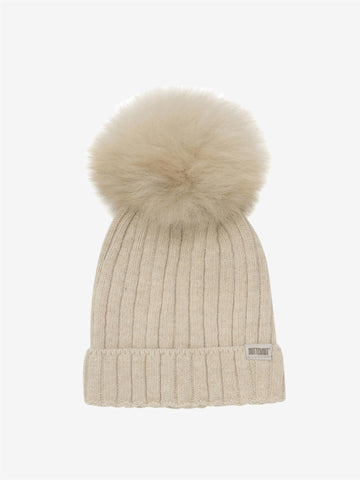 HAT KNIT W ALPACA POMPOMS