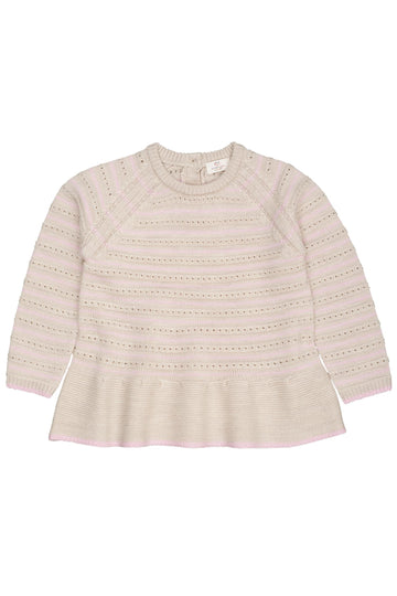 MERINO HOLE PATTERN BLOUSE W FRILL