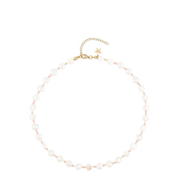 PEARL BEAD NECKLACE W/GLASS BEADS
