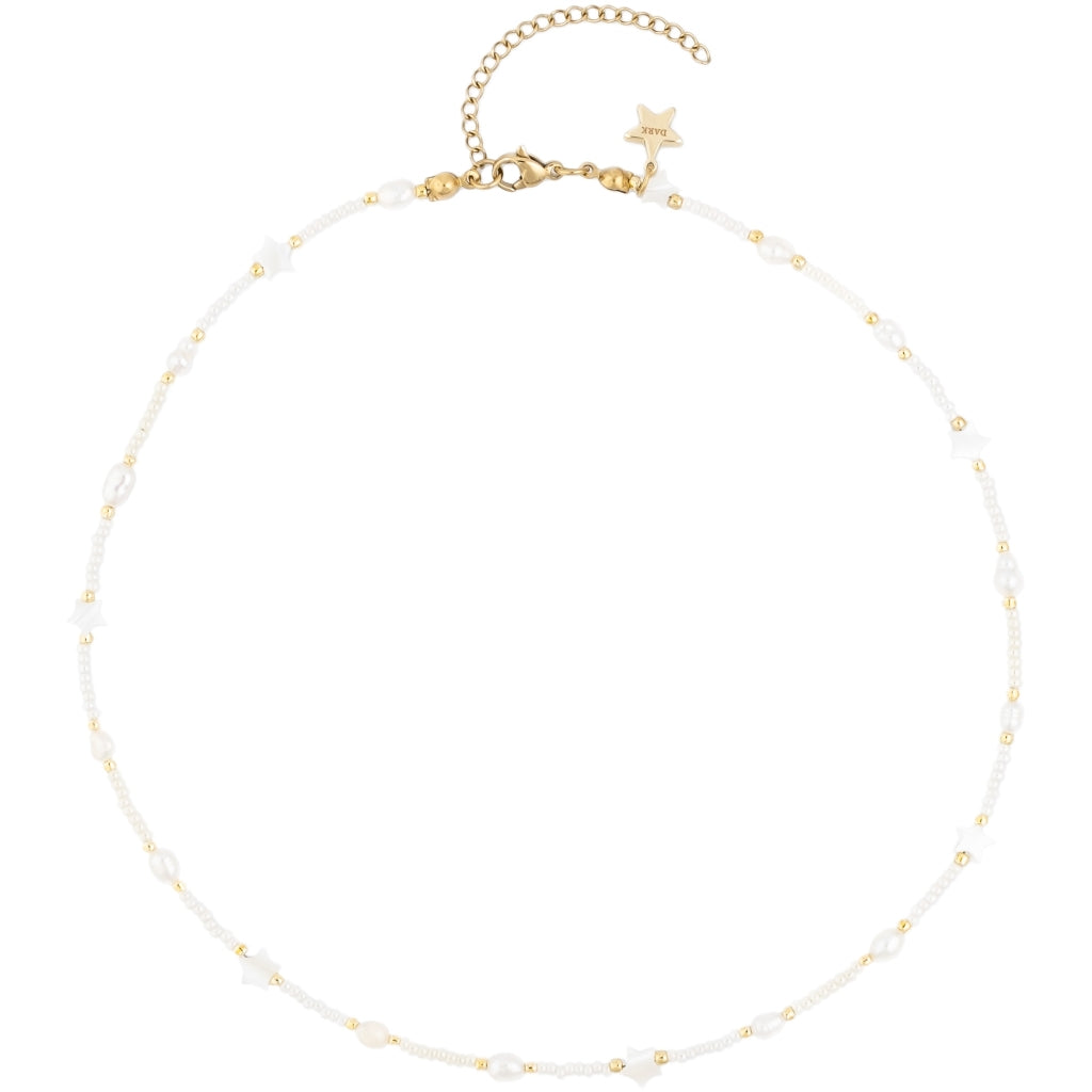 GLASS BEAD NECKLACE W/STAR&PEARLS