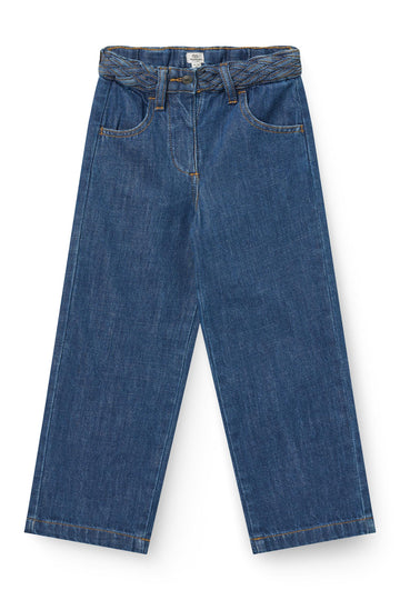 DENIM JEANS W. BRAID WAIST - WIDE FIT
