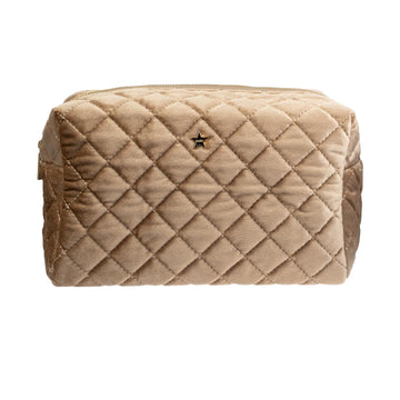 VELVET QUILTED MAKE-UP POUCH LARGE