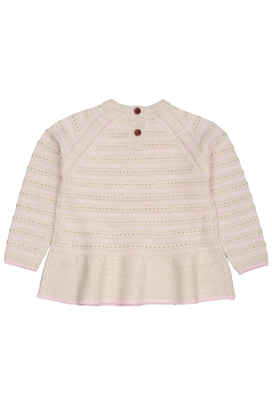 MERINO HOLE PATTERN BLOUSE W FRILL