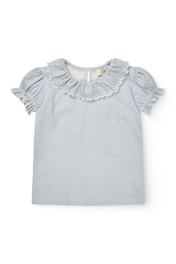CREPE TEE W. FRILL COLLAR