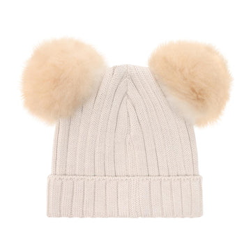 HAT KNIT ALPACA POMPOMS