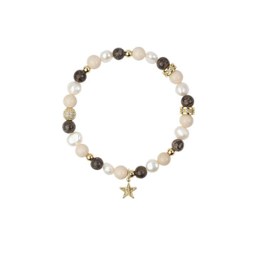 STONE & PEARL BEAD BRACELET 6MM