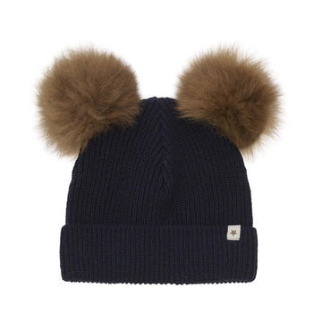 HAT KNIT W ALPACA POMPOMS