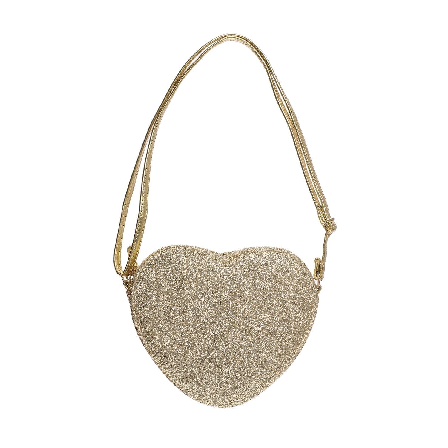 LOVE HEART GOLD GLITTER BAG