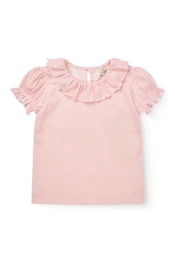 CREPE TEE W. FRILL COLLAR