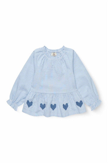 SEERSUCKER LS BLOUSE W. EMB
