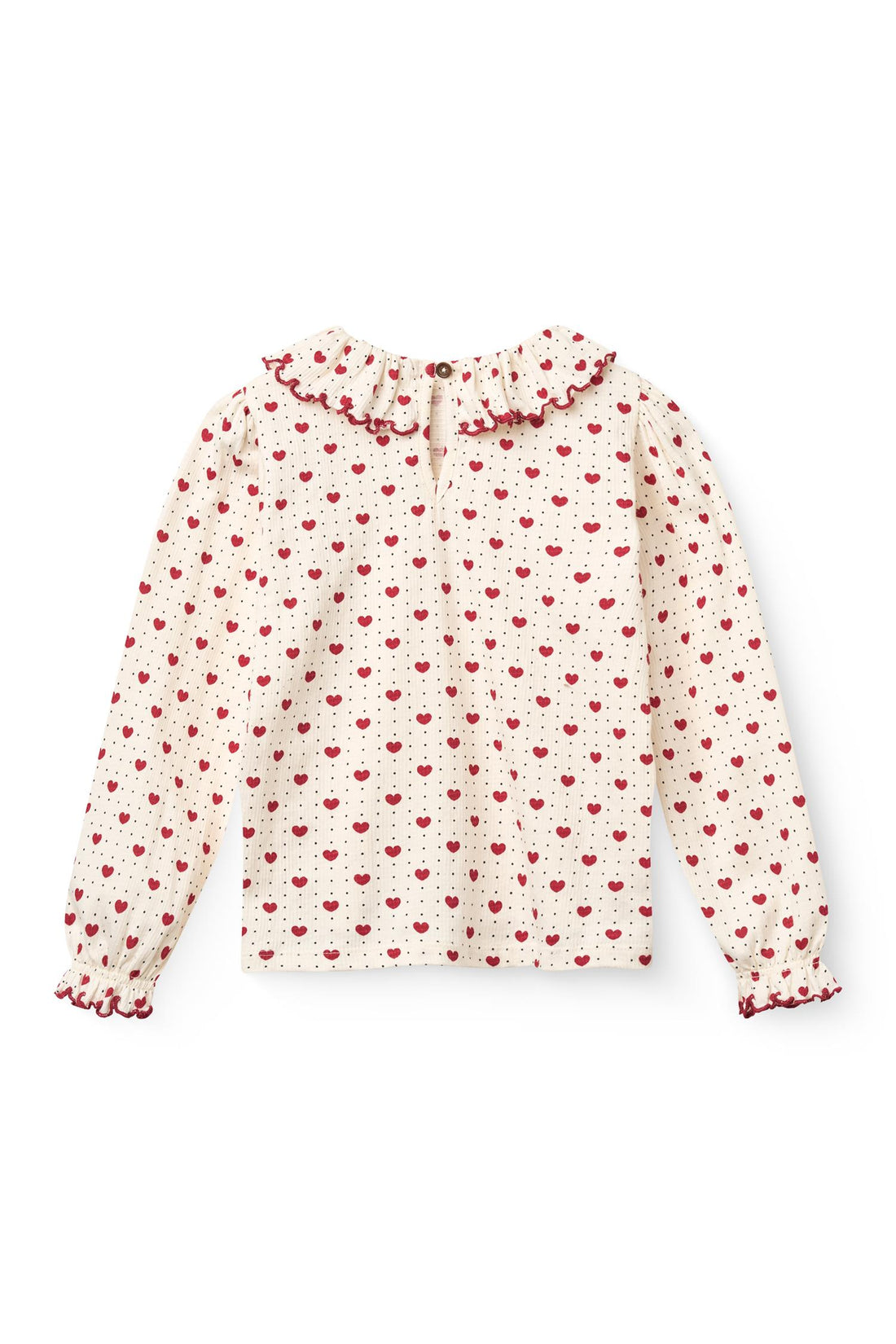 CREPE LS TOP W. FRILL COLLAR