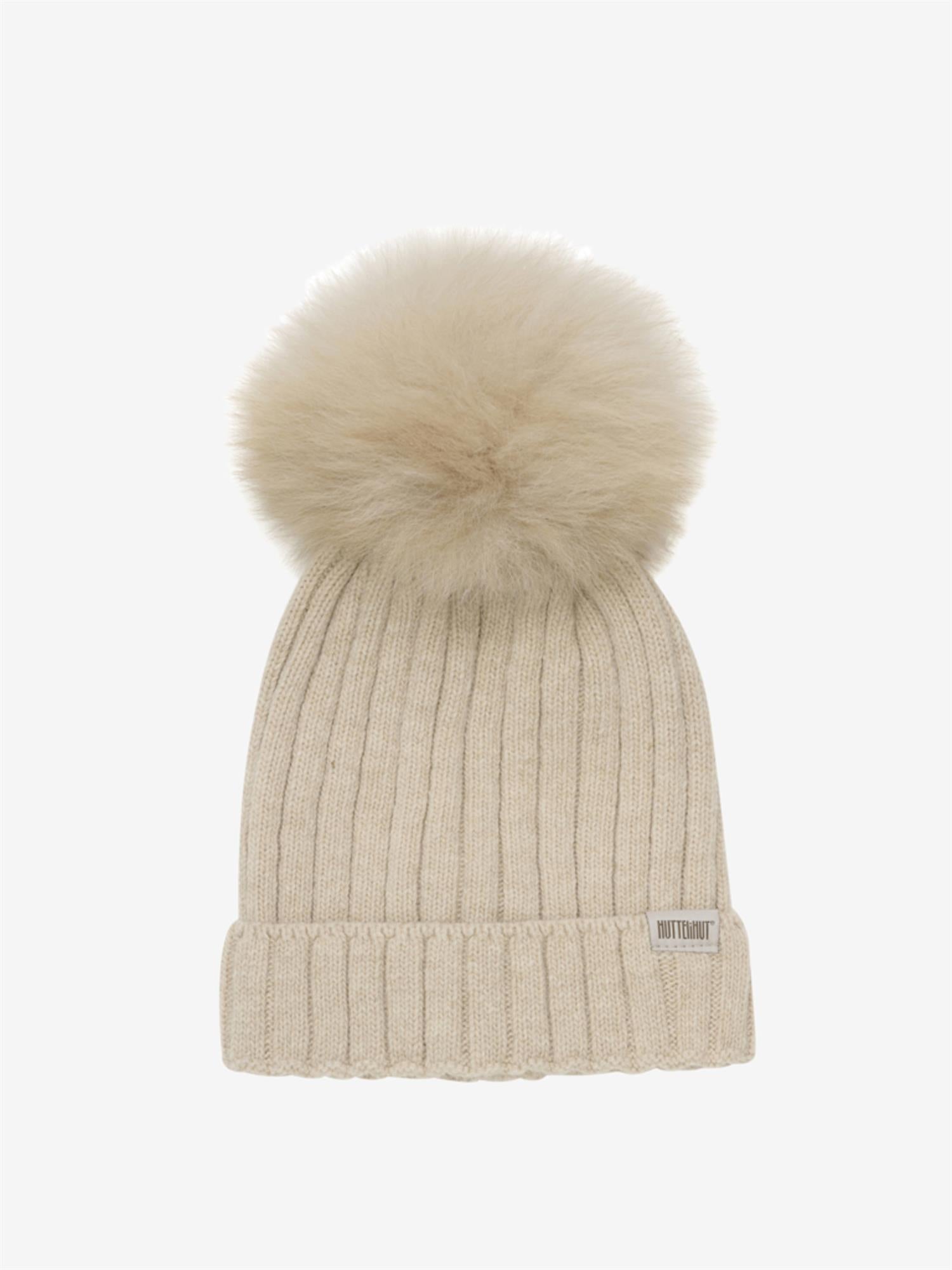 HAT KNIT W ALPACA POMPOMS