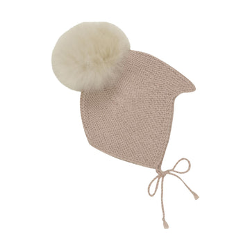 BONNET WOOL KNIT ALPACA POMPOM