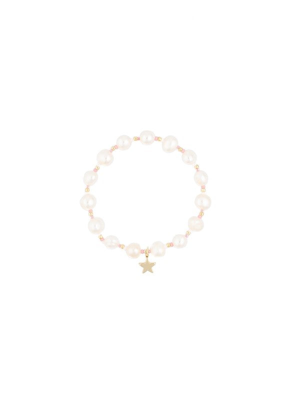 PEARL BEAD BRACELET W/GLASS BEADS