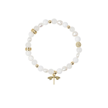 STONE & PEARL BEAD BRACELET 6MM