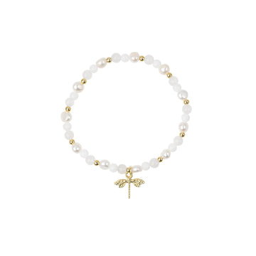 STONE & PEARL BEAD BRACELET 4MM