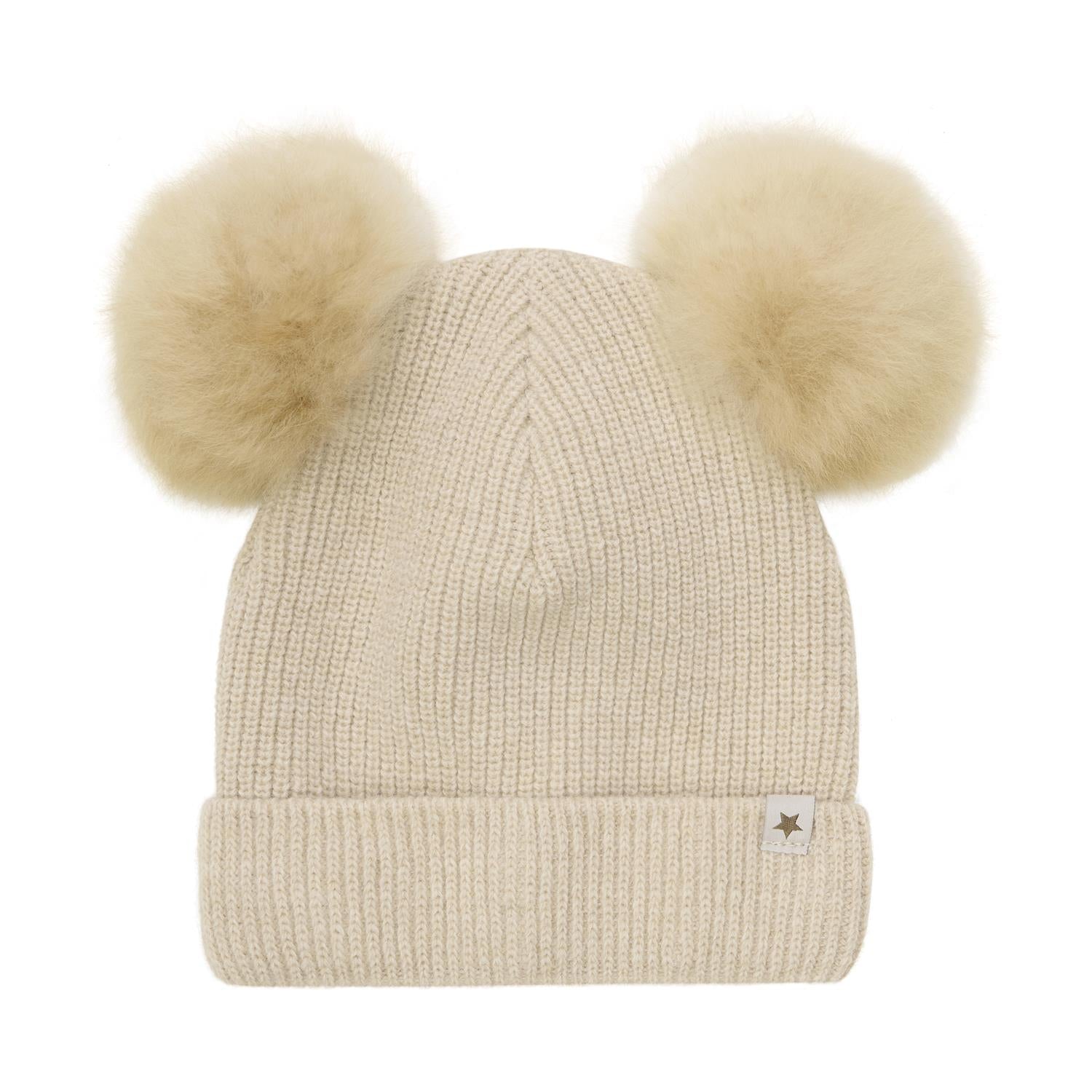 HAT KNIT ALPACA POMPOMS
