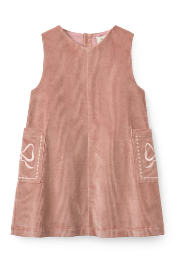 CORDUROY DRESS W. EMBROIDERY