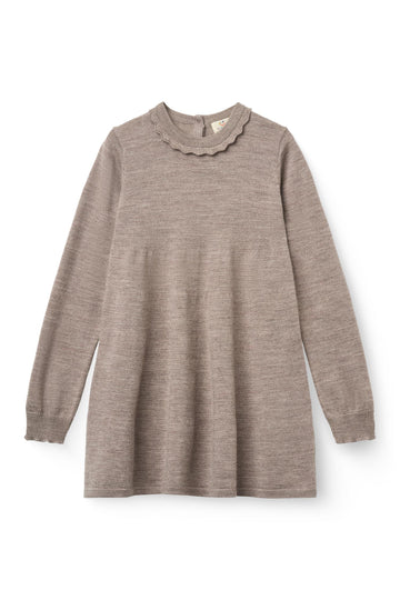 CLASSIC MERINO DRESS W. DECO NECK